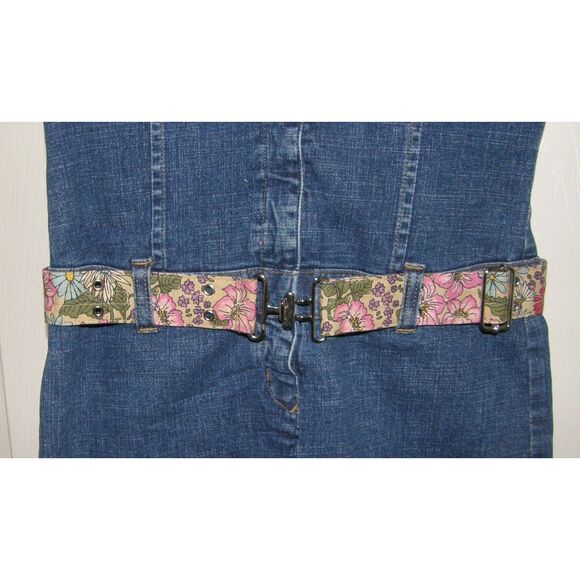 TOMMY HILFIGER Girls Sz 12 Knee Length Stretchy Cotton Blue Denim Belted Dress - Picture 3 of 5